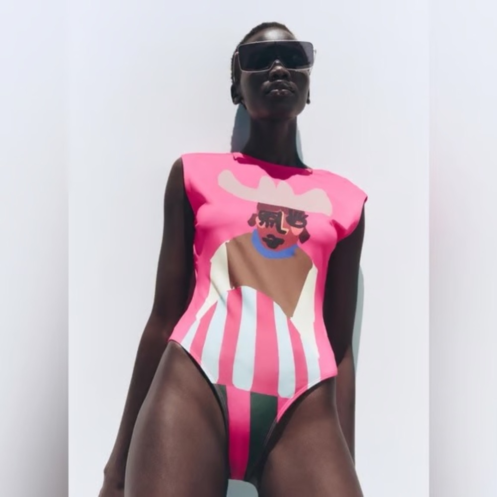Zara Pink Graphic Bodysuit